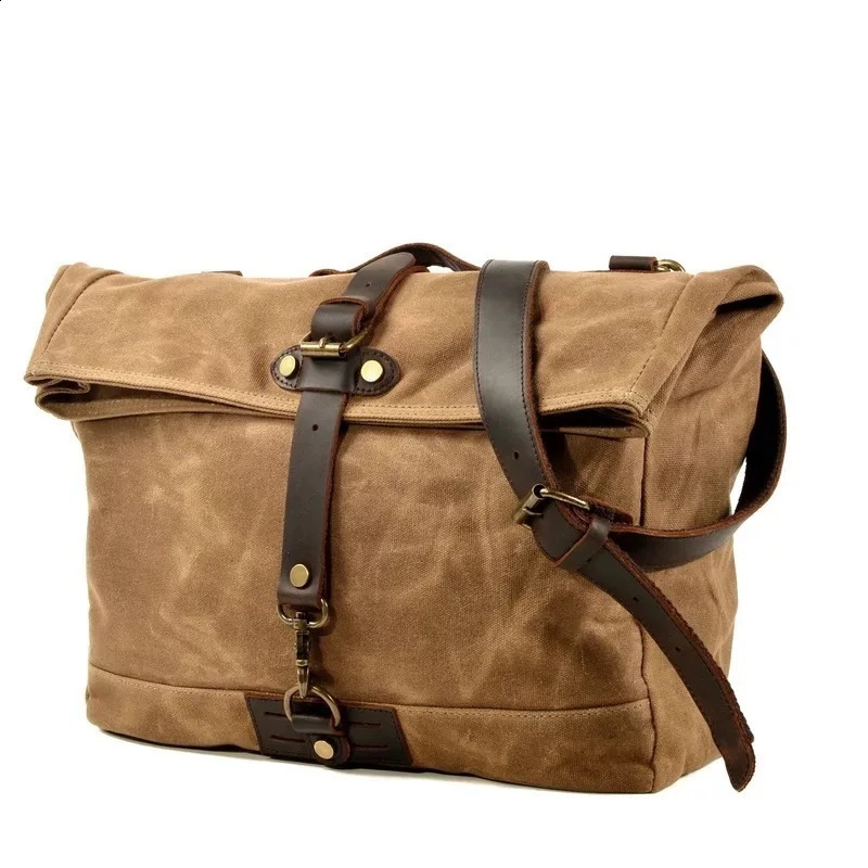 England Style Retro Canvas Men Messenger Bag Laptop Bookbag Work Satchel Male Waterproof Travel Outdoor Locomotive Crossbody Bag 240819