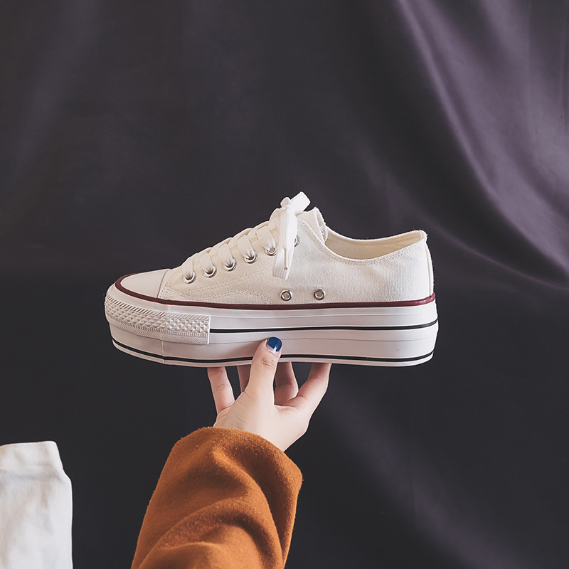 Ddmysports Eightened Canvas For Women New Korean Edition Basic Thick Sole Cloth Spring Little White S Shoes Trend OUTDOOR