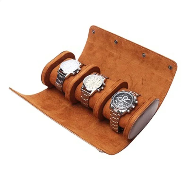 123 slot watch roll travel case fashionable and portable leather display screen storage box with slide in organizer 240812