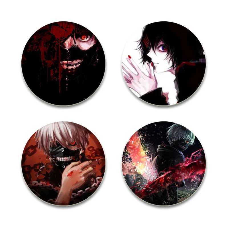 High definition printed pin cartoon character Kaneki Ken badge classic anime Tokyo Ghoul bread brooch backpack clothing gift accessories W240815