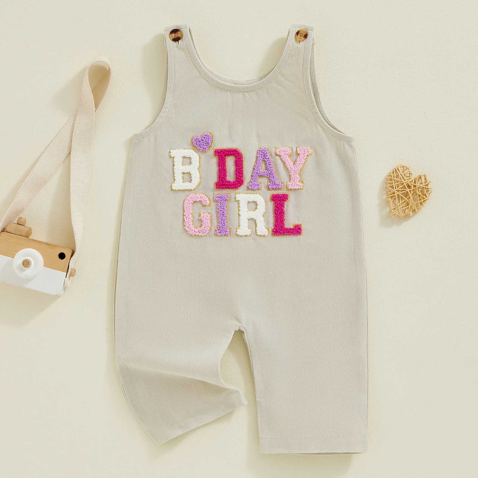 Girl boy birthday jumpsuit sleeveless strapless letter embroidered casual sportswear W240806