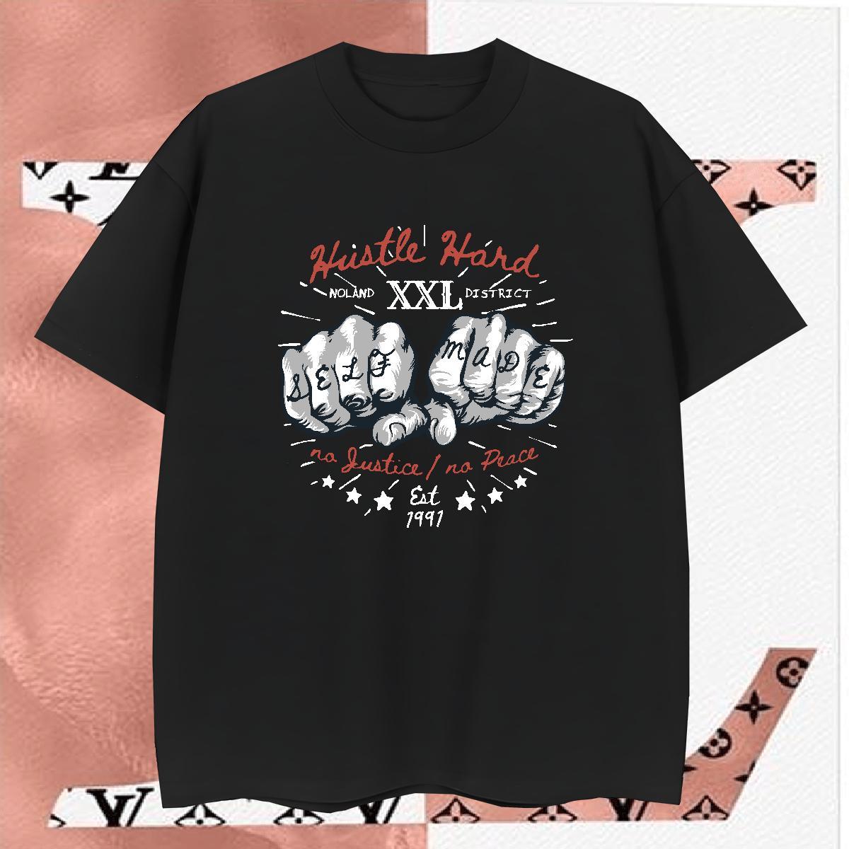 T Shirt For Man 230g Pure Cotton hand- Outdoor Crew Neck Custom Cartoon Tshirt for Man Woman Casual New Loose Fit Polos