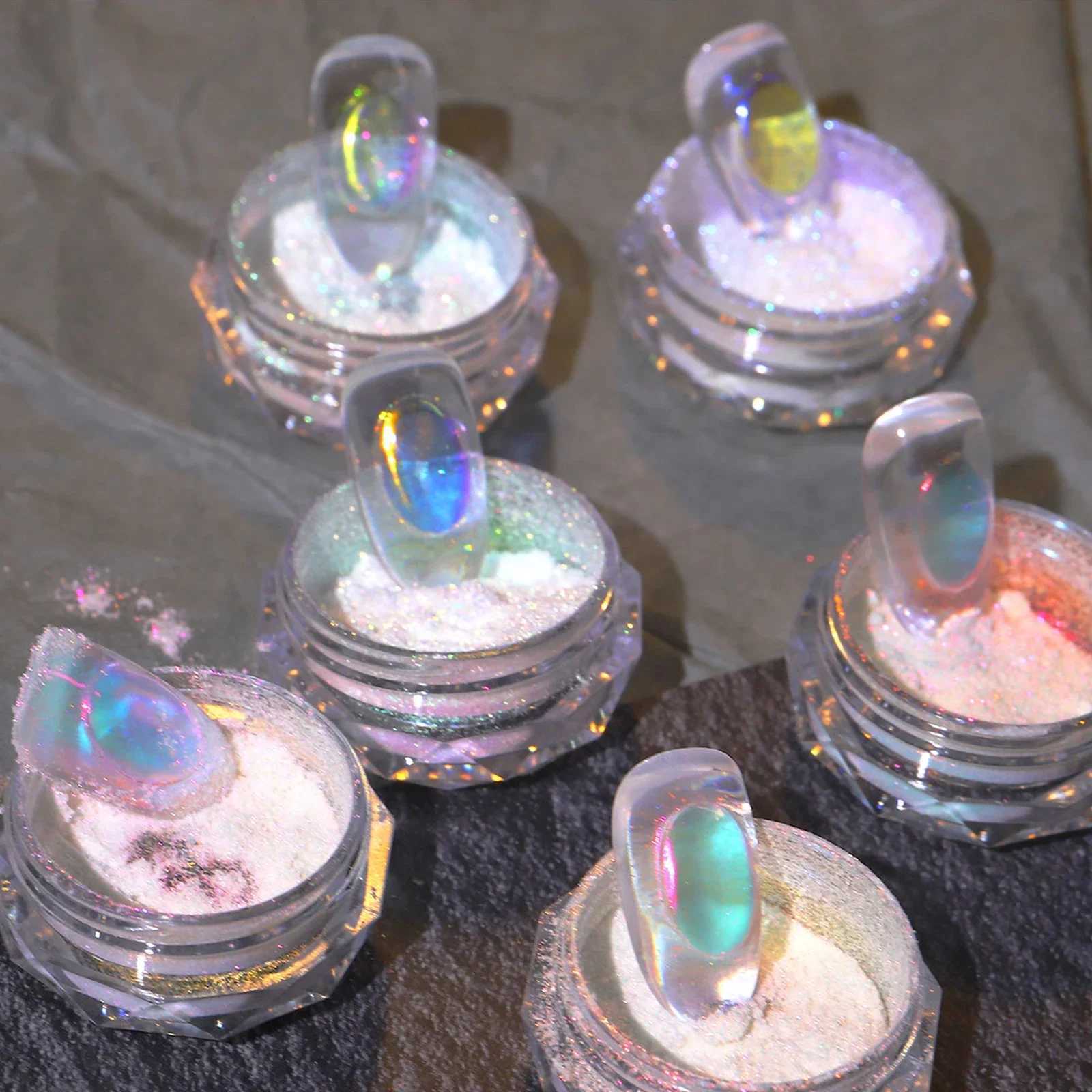 Aurora Ice Transparent Laser Magic Aurora Rainbow Mirror Nail Glitter Gel Pigment Powder Chrome Charm Nail Art Decoration ToolsXJ240815