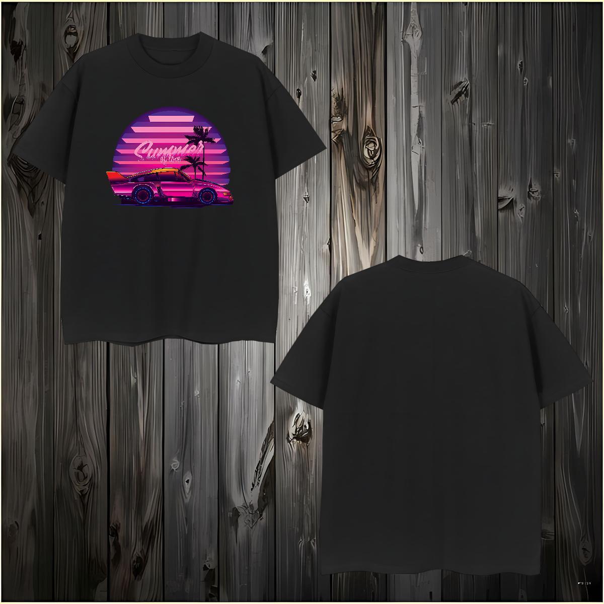 Brand car T-Shirts Casual Mens Tshirts 230g 100% Cotton DIY Breathable Soft Black White Tops Tees