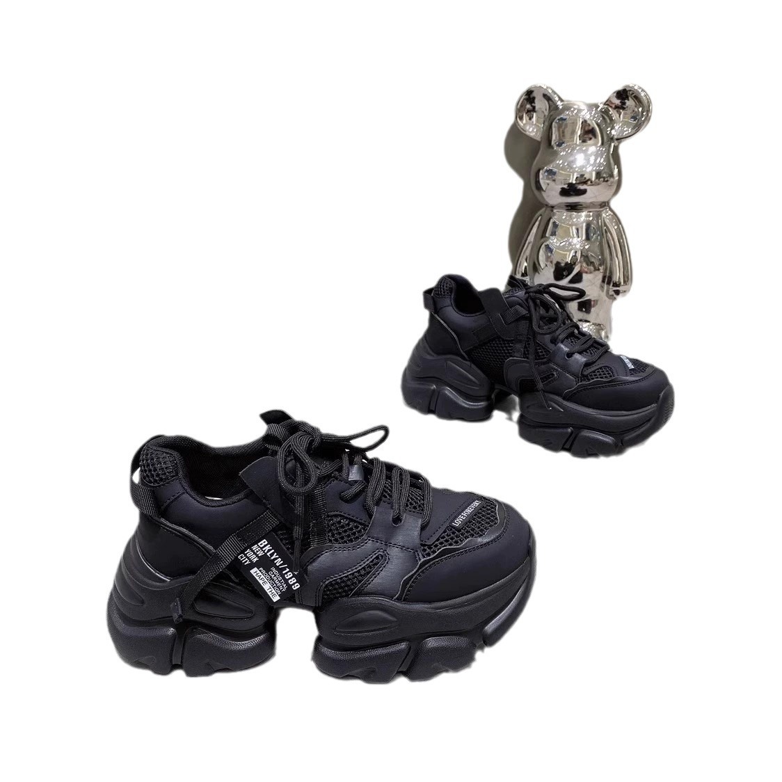 Ddmysports Thick Soled Sponge Cake Dad Autumn New Korean Version Student Lace Up Mesh Breathable Sports And Leisure Shoes For Women OUTDOOR