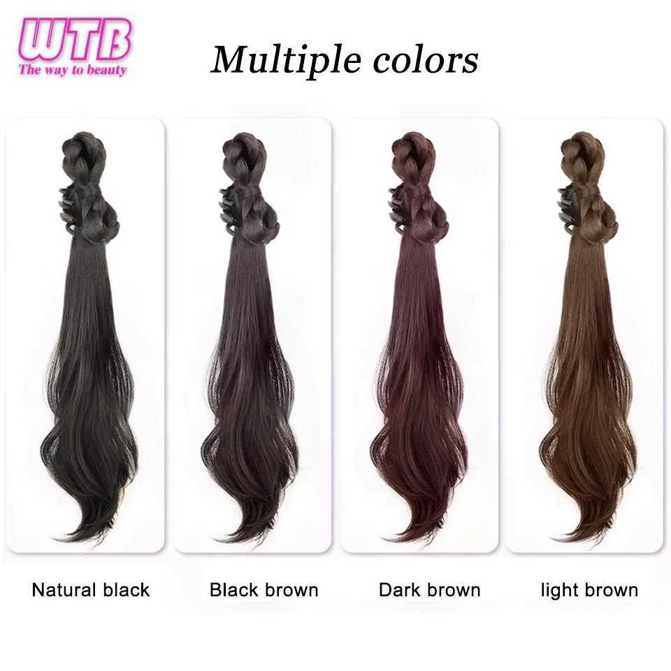 Synthetic wig side ponytail claw clip ponytail natural simulated hair for women slightly curled fake braid suitable for daily wear W240817