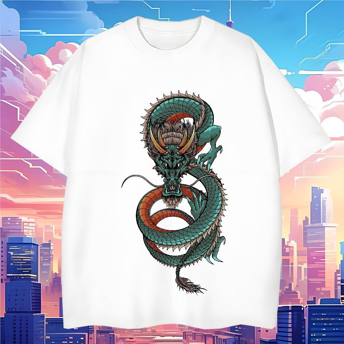 T Shirt For Man 230g 100% Cotton dragon Sport Pure Cotton DIY Logo Oversized Mens Tshirts Wholesale Loose Fit Tops