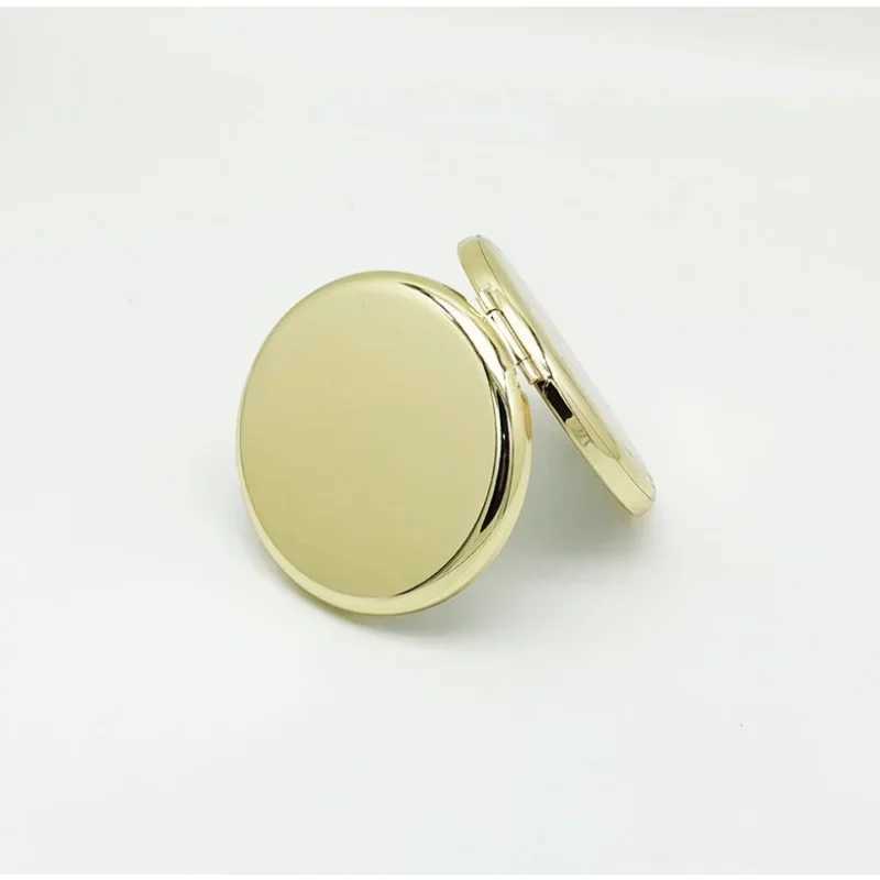 Cosmetic Magnifying Pocket Compact Double-Sided Folding High-Grade Round Metal Makeup Small Mirror Cricle for Purse Travel Y240819
