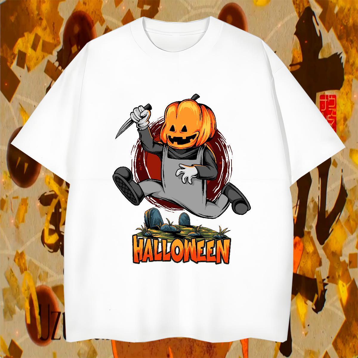 Popular T shirt pumpkin O Neck Short Sleeves Daily Wear Customized Print 230g 100% Cotton Men Tees 2024 Summer Clothes