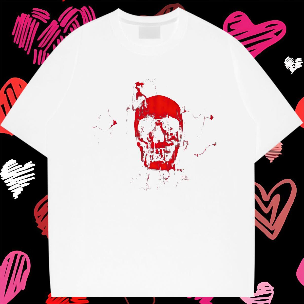 2024 Summer skull Tshirts 230g Pure Cotton T-Shirts Plus Size Custom Summer Casual Breathable Short Sleeve Comfortable Clothes