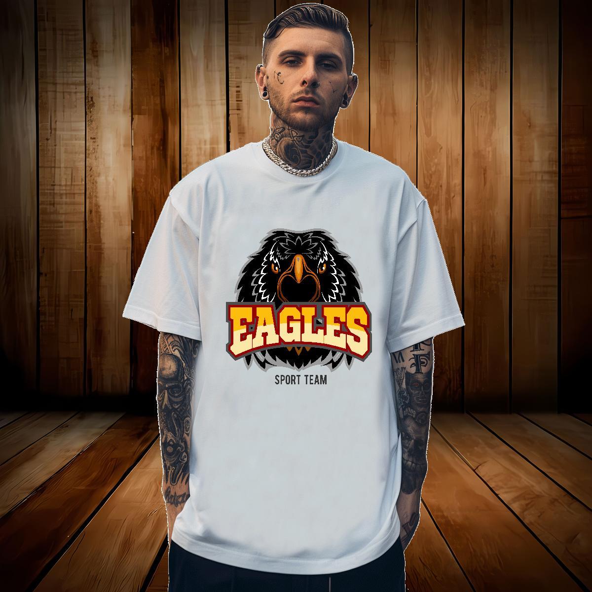 Classic T-Shirts eagle Breathable Soft Anime Printing Street DIY 230g 100% Cotton Men Tees Classic Casual Tops Shirt
