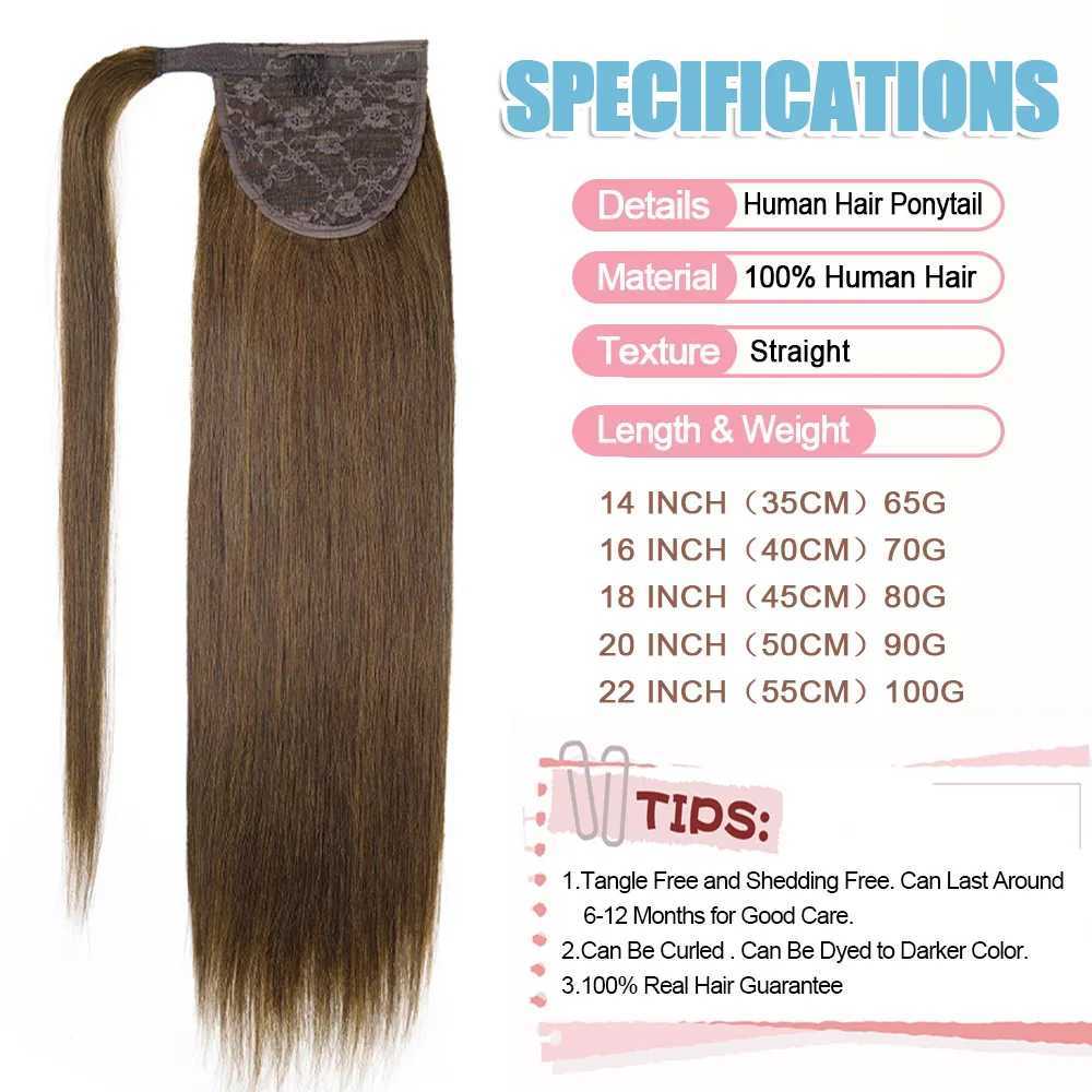 100% human hair with ponytail wrapped in straight ponytail Brazilian hair with ponytail female hair W240817