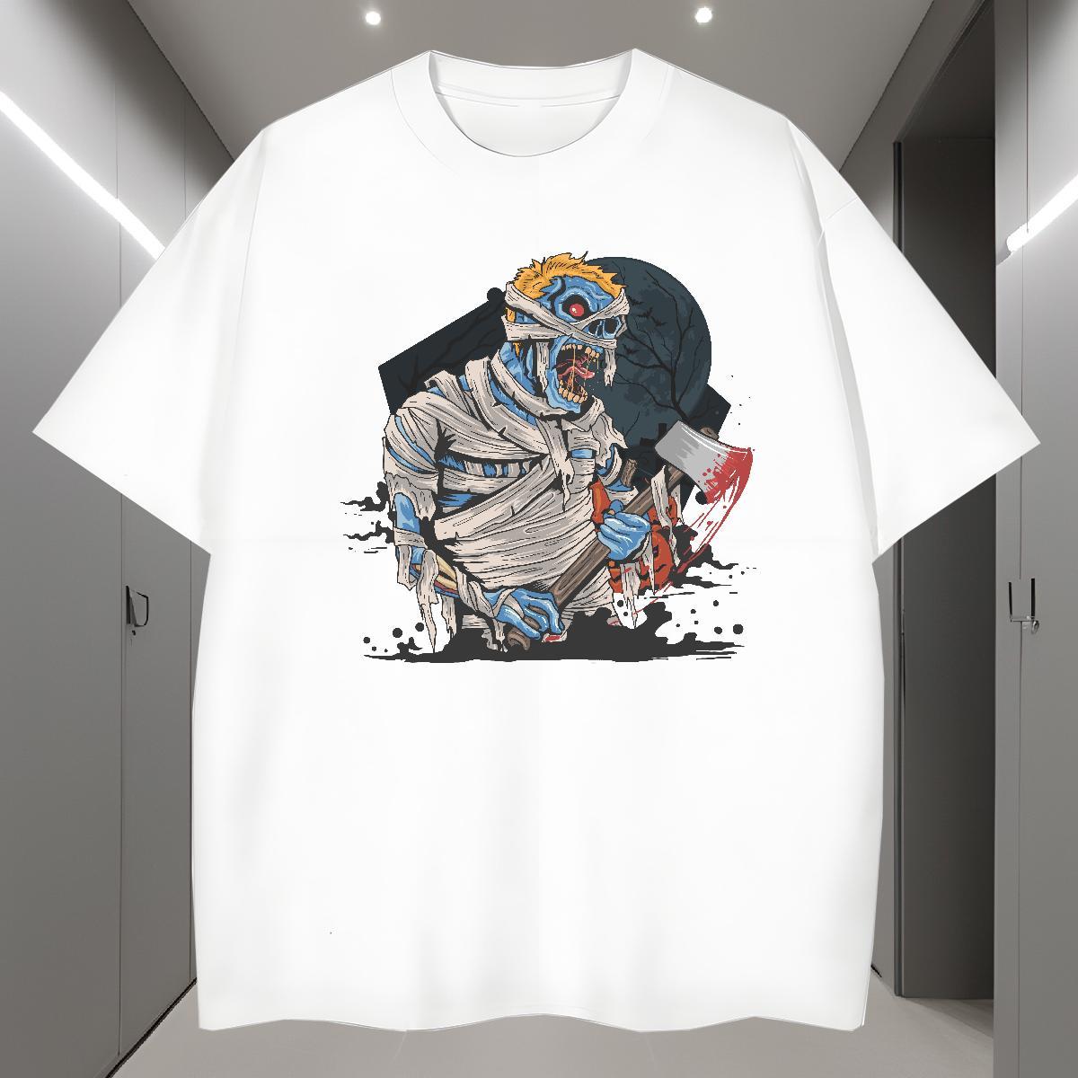 T-Shirts for Men 230g Cotton zombie Home Outdoor O Neck Short Sleeves Custom Printing Tshirts Classic Cool Top Tees