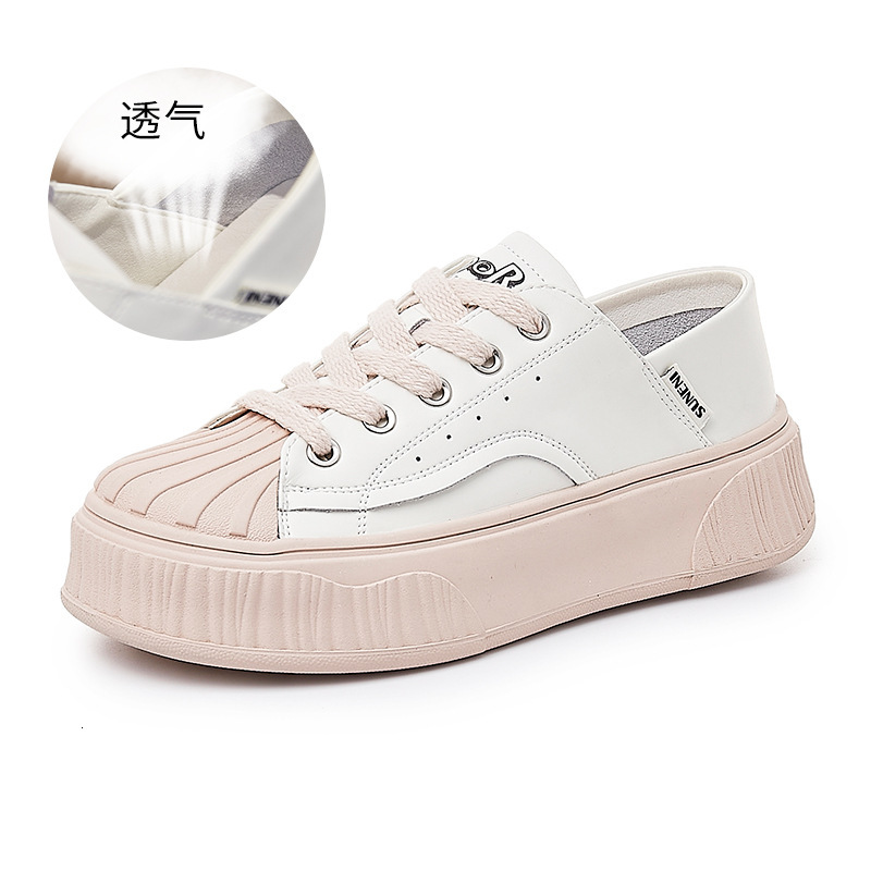 Ddmysports Shell Head Genuine Leather Small White Spring New Flat Bottomed Sports And Leisure For Women In Fashion Two Wearing S Shoes Trend OUTDOOR