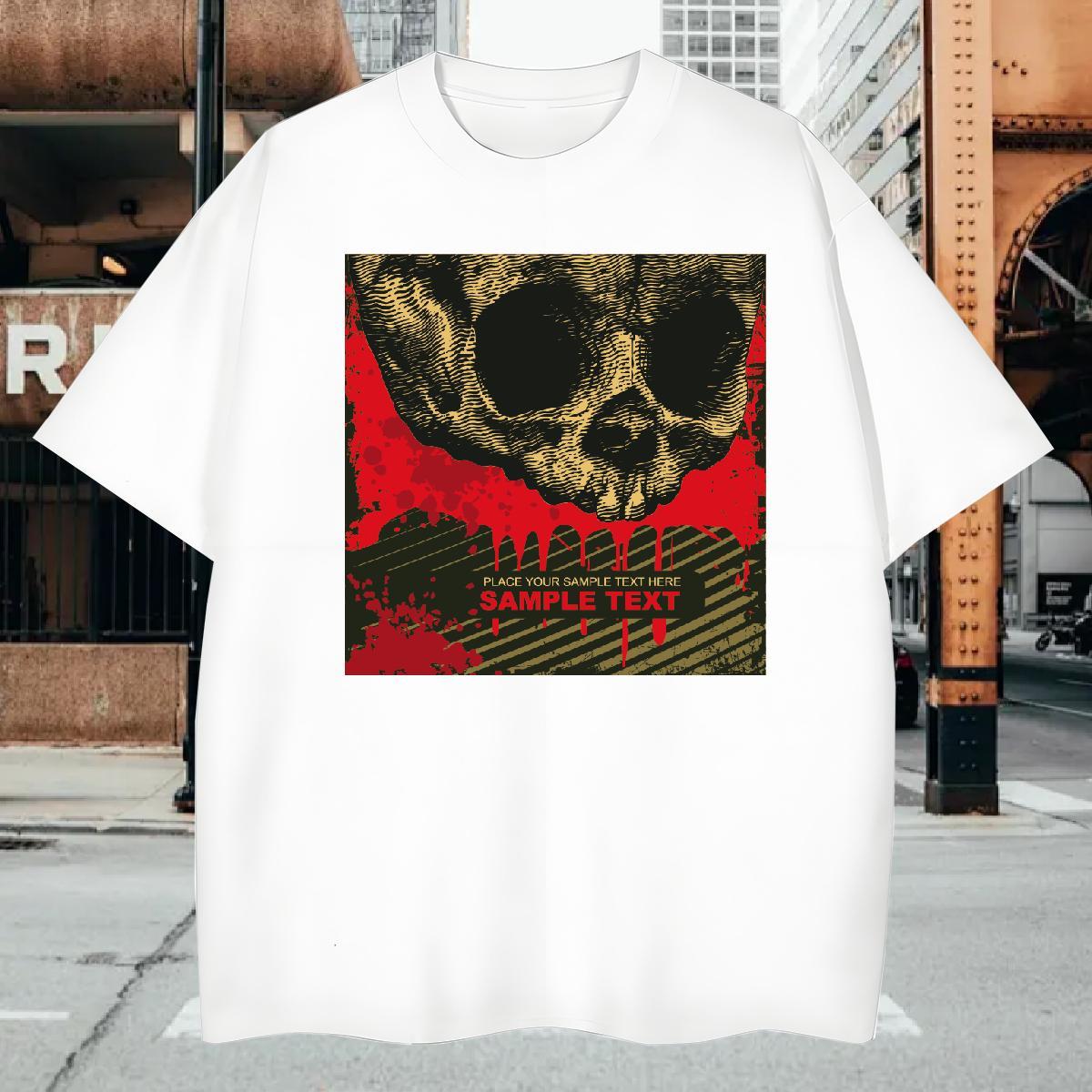 T shirt 230g Cotton scary Street Casual Breathable Crew Neck Custom Printed Mens Tshirts 2024 Summer Wholesale Top Tees