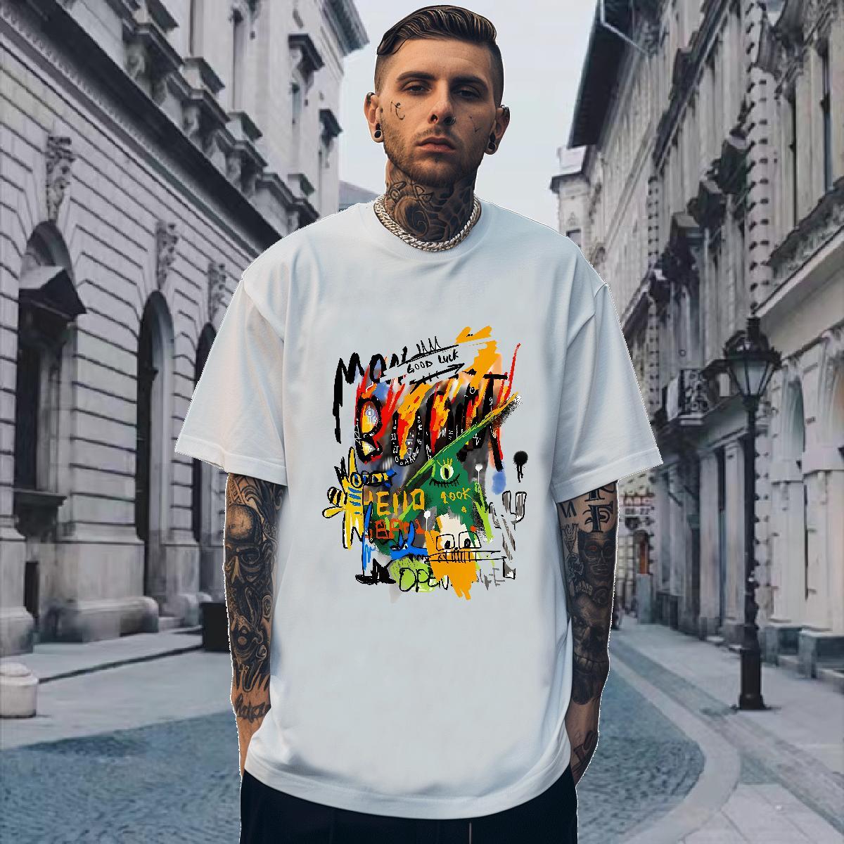 T Shirt For Man 230g Cotton cartoon Sport O Neck Short Sleeves Custom Cartoon Men Tshirts Stylist Brand Wear