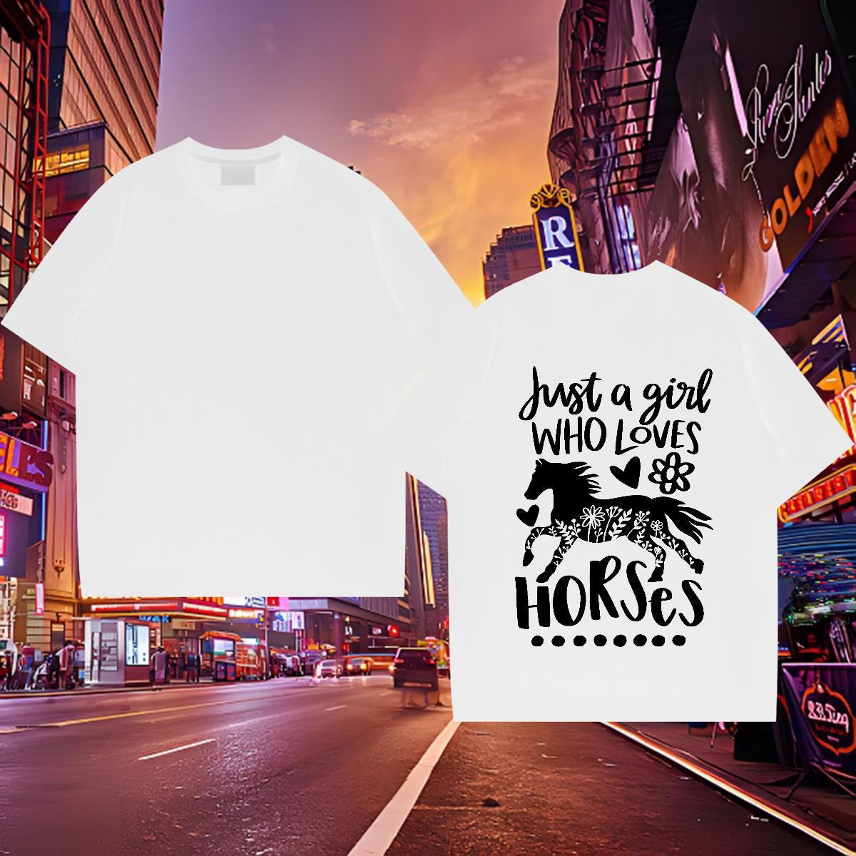 Comfortable T Shirt For Man horse Breathable Short Sleeve Hip Hop White Plus Size 100% Cotton 230g Couples T Shirts Fashion New Tops Shirt