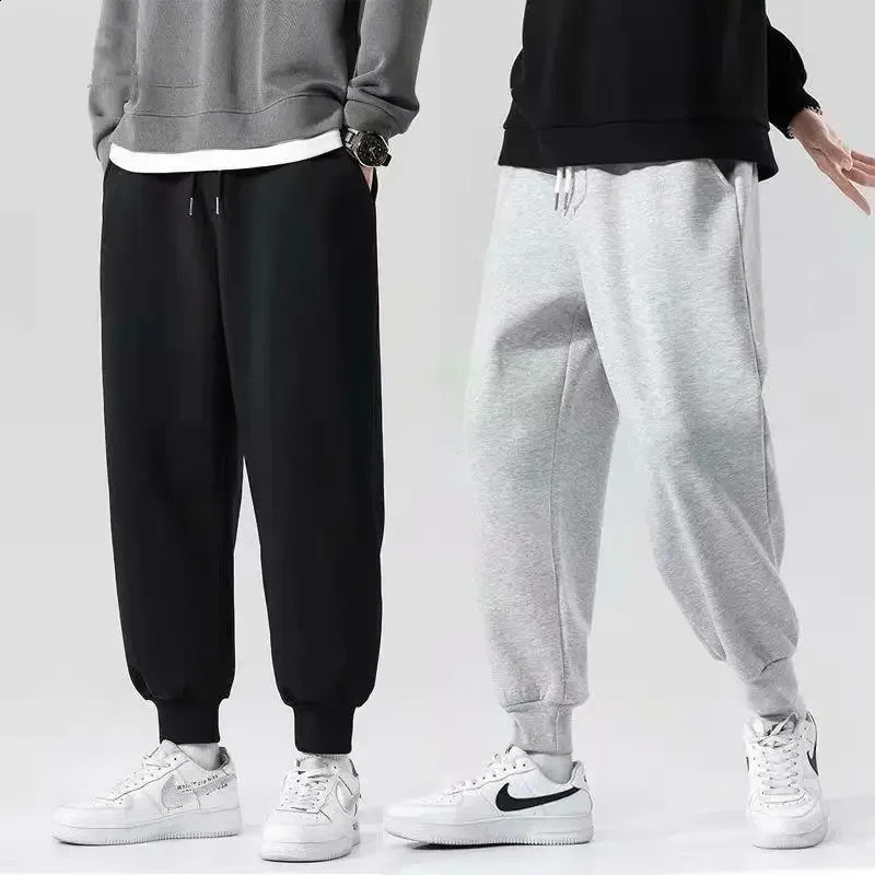 Trendy Grey Mens Loose Fit Casual Pants Korean Style Spring Autumn Sweatpants Summer Wardrobe Trousers Male 240819