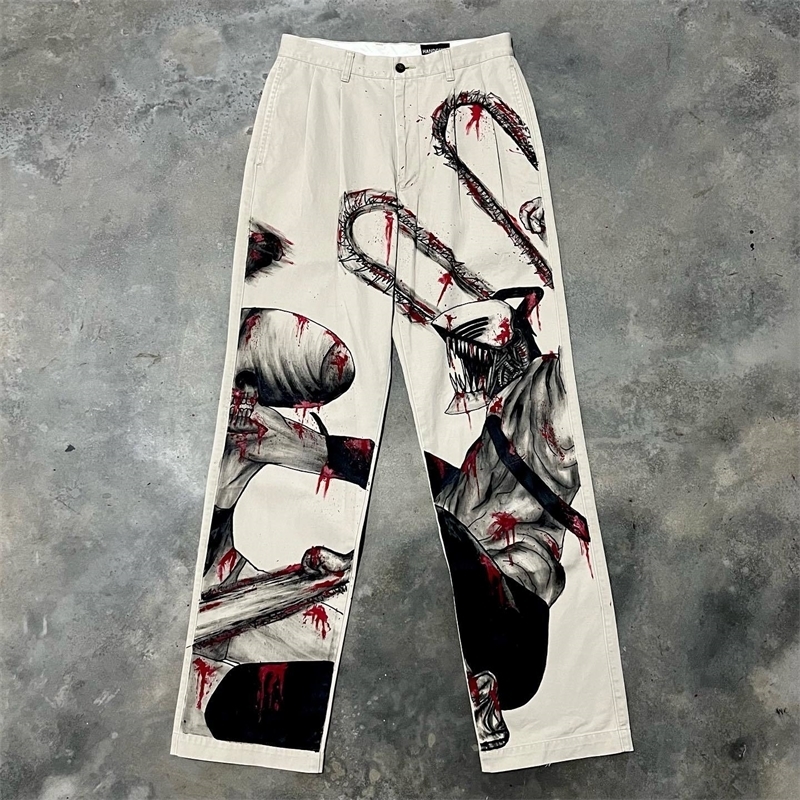Harajuku Black and white body Graphic wide leg jeans Streetwear Y2K Wide Trouser Pants for Men Women High Waist Jeans 240819