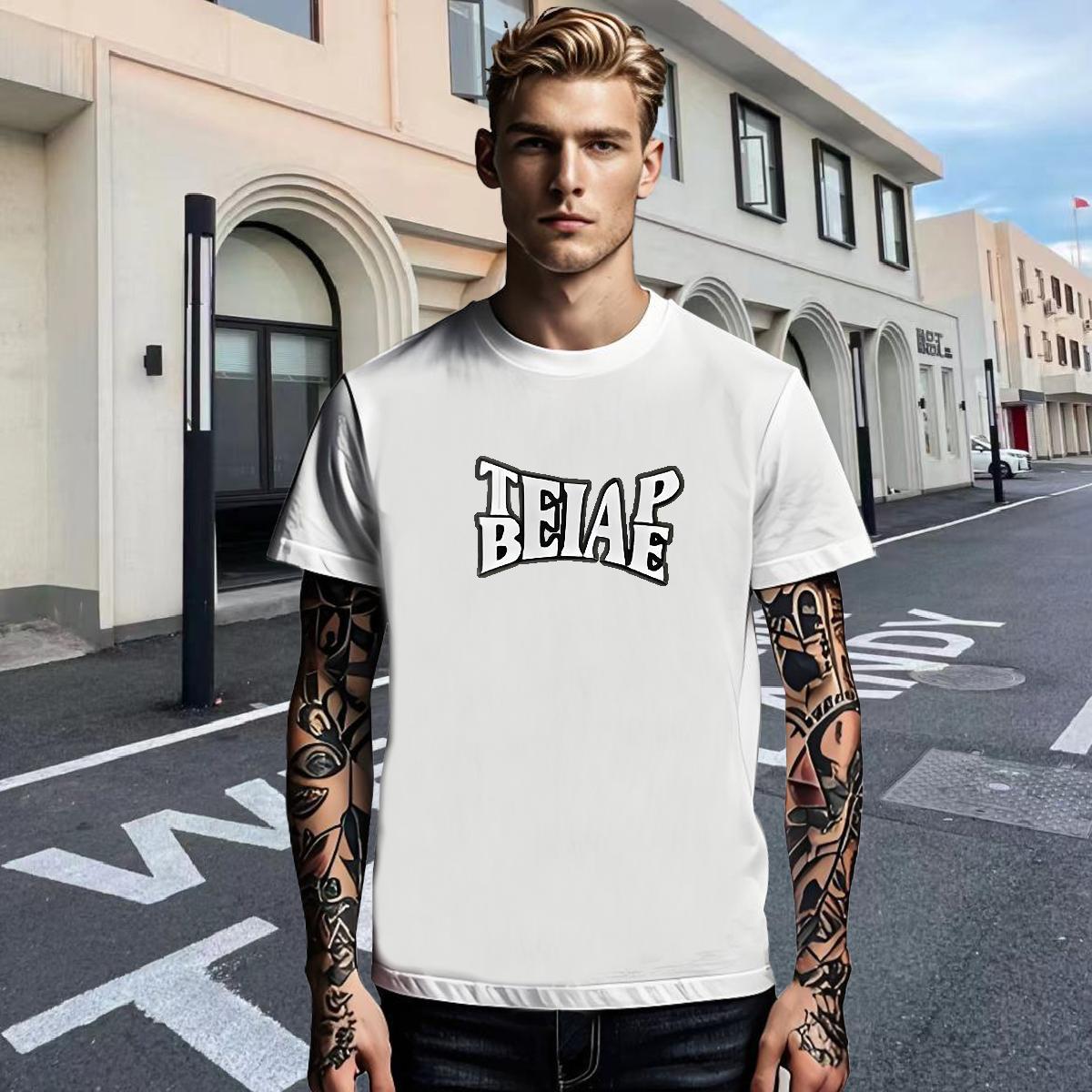Popular Men Tshirts High Street Hip Hop 100% Cotton 230g Custom Printing Breathable Short Sleeve letter T-Shirts for Men Customized Wear
