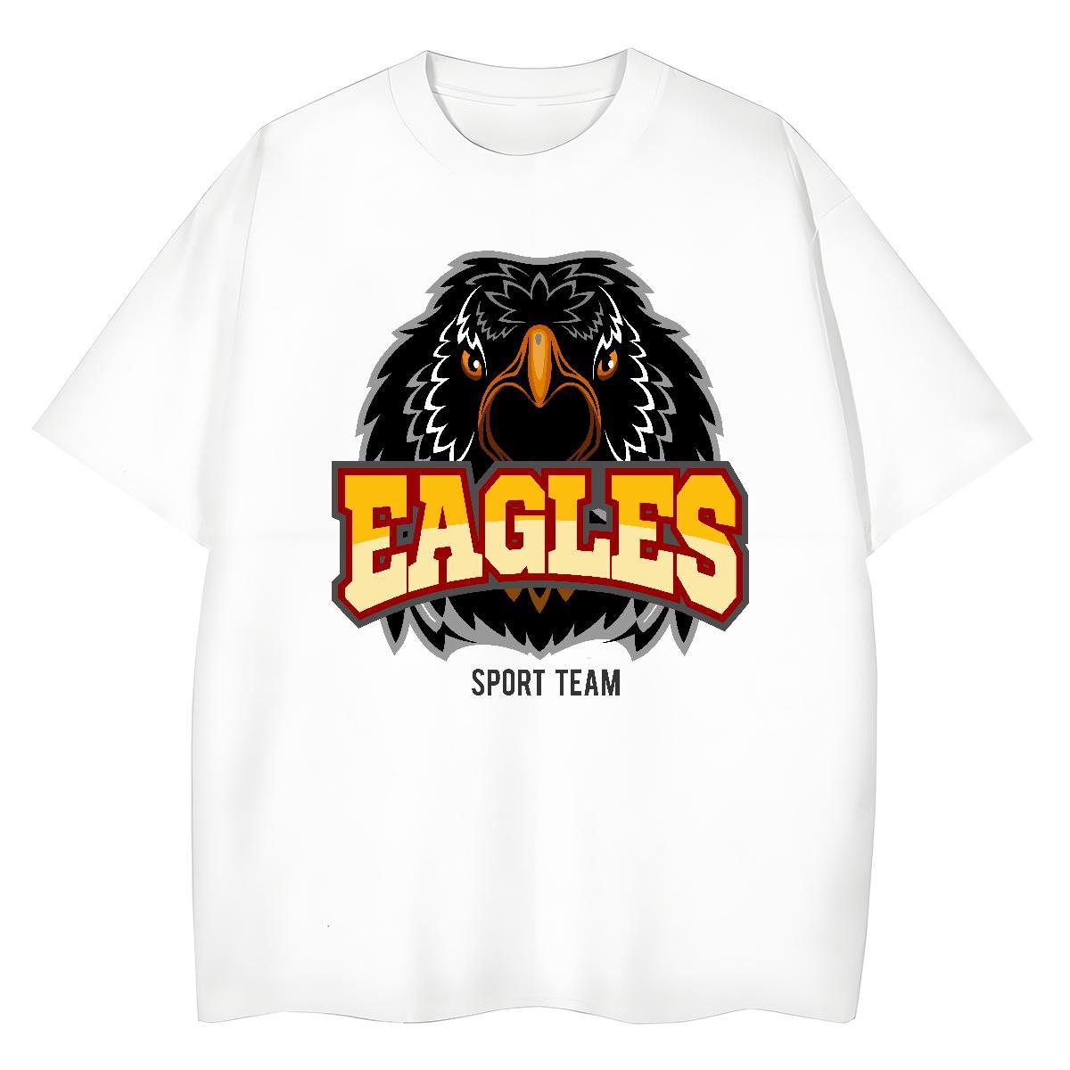 New Designer Mens Tshirts eagle Casual Beach 230g 100% Cotton Polos Breathable Short Sleeve Loose Fit T-Shirts for Men Anime Print