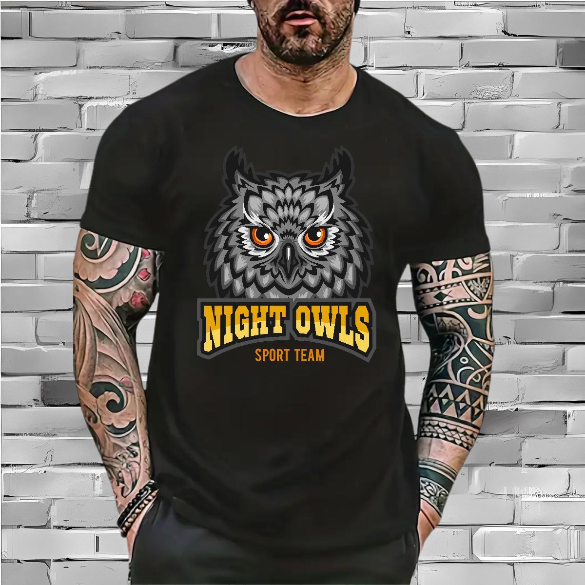 Unisex T Shirts Men owl Breathable Short Sleeve Beach Graphic 230g Pure Cotton Tshirt for Man Woman Designer Tees