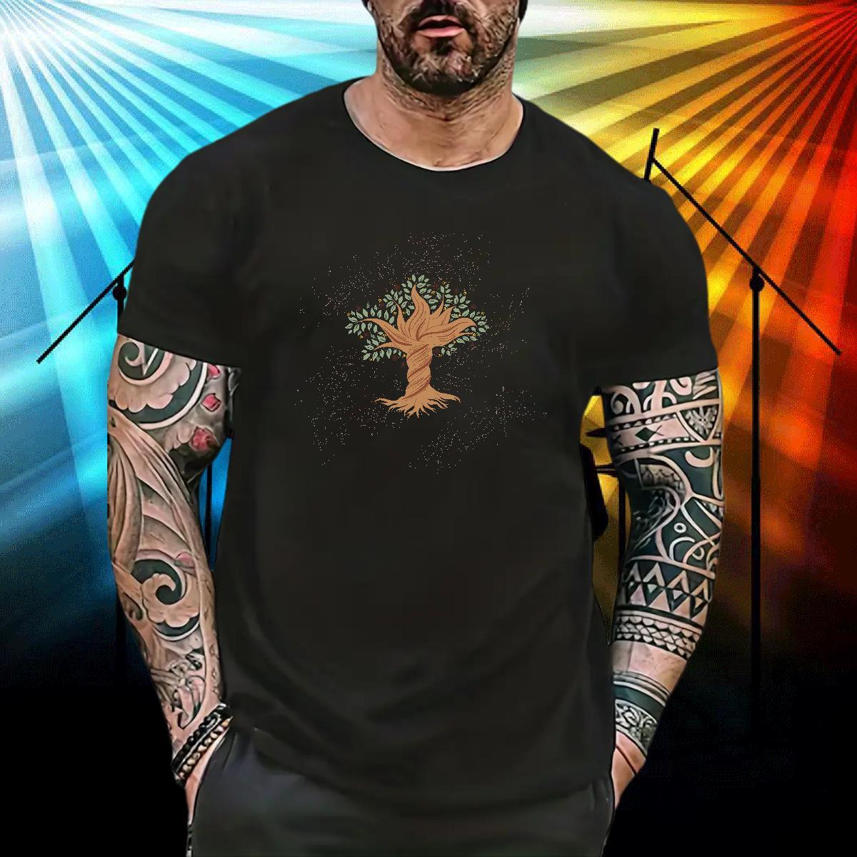 2024 Summer Men Clothes T-Shirt tree Hip Hop Street 100% Cotton 230g Tees Crew Neck Breathable TOP Quality T shirt Anime Print
