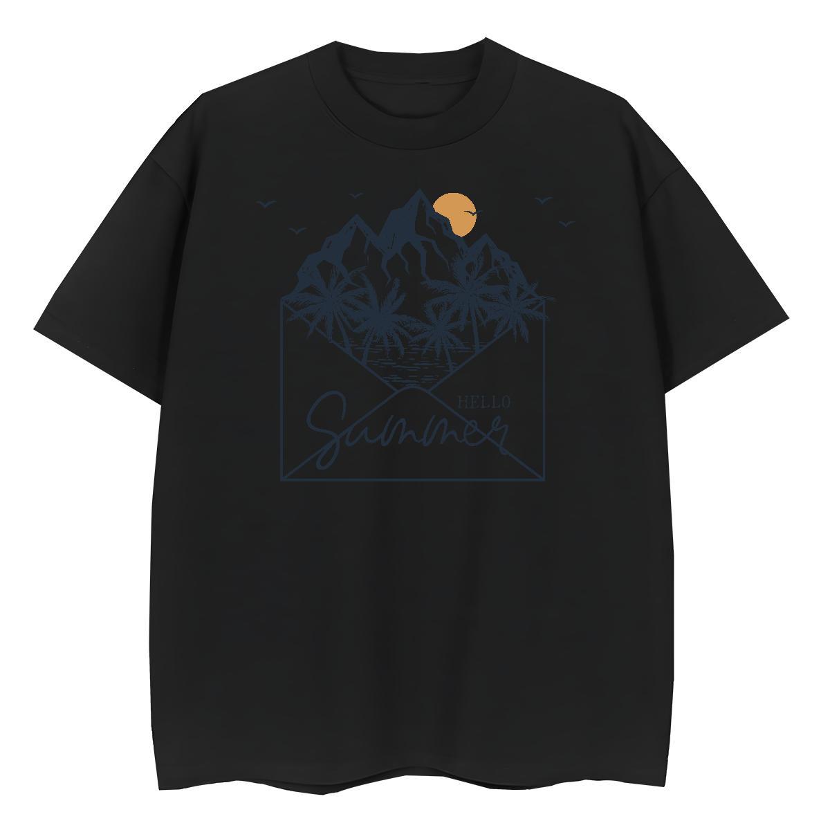 Fashion New Tshirts sea Street wear Hip Hop 100% Cotton 230g Polos Short Sleeve Soft Unisex Mens T Shirts DIY Logo Oversized
