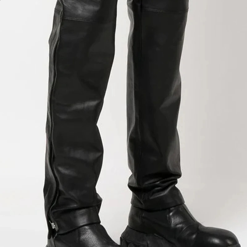 Mens Fashion Black Leather Pants SpringSummer Product UK Customized Sheepskin 240819
