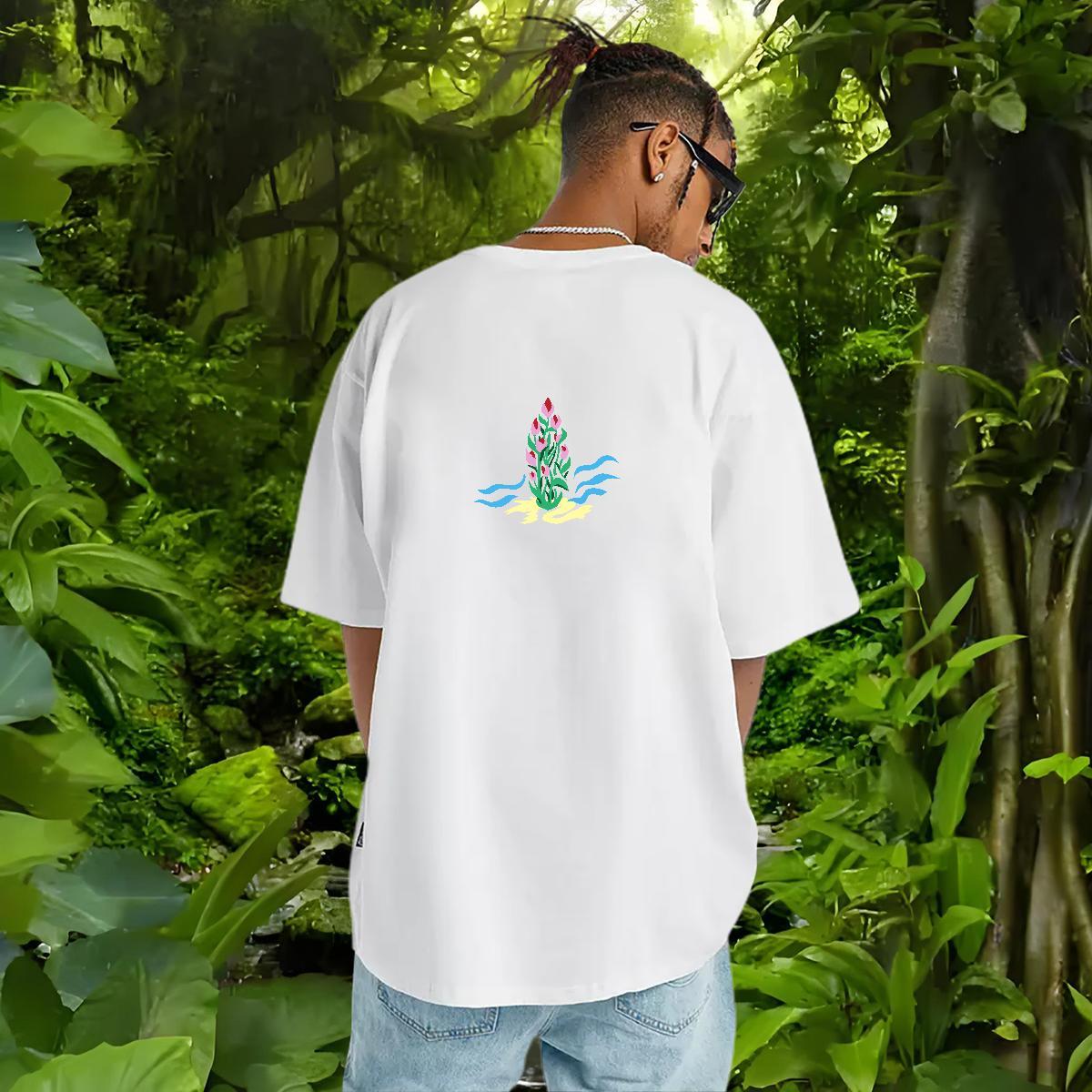 New Men Clothes T-Shirt flower Anime Printing Street 100% Cotton 230g Tees Pure Cotton Designer T shirt Floral Print