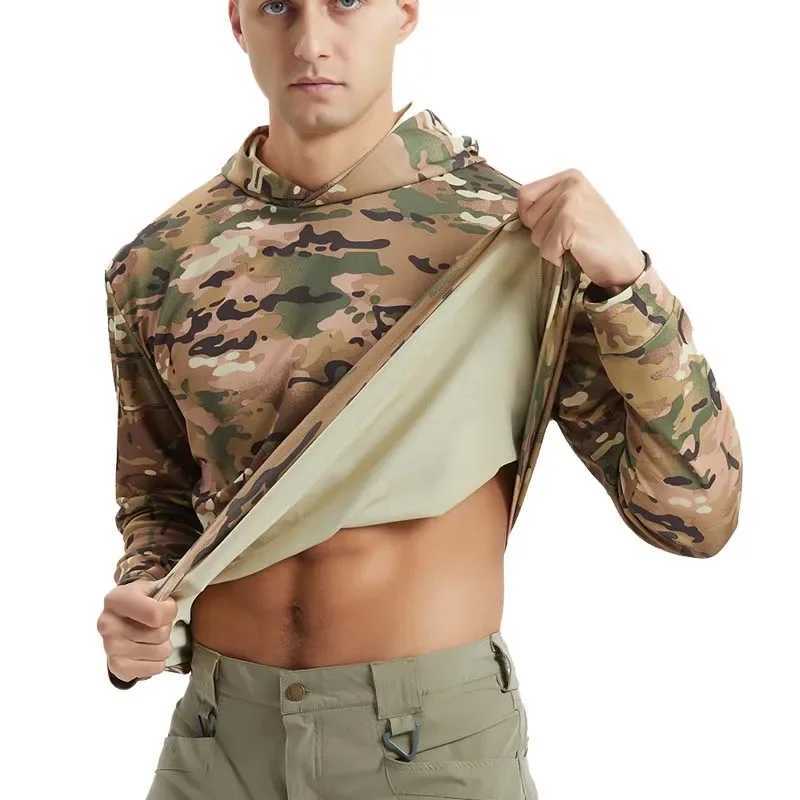 Camo Shirts Hunting Fishing Shirt Long-Sleeved Sunshade Shirt Top Elasticity Loose Outdoor Casual Jungle Camo T-Shirt NewXJ240819