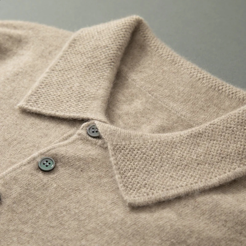 MVLYFLRT Mens Polo Shirt Long Sleeve 100% Cashmere Knitted Pullover Solid Color Sweater Casual Business Office PL-2312 240820