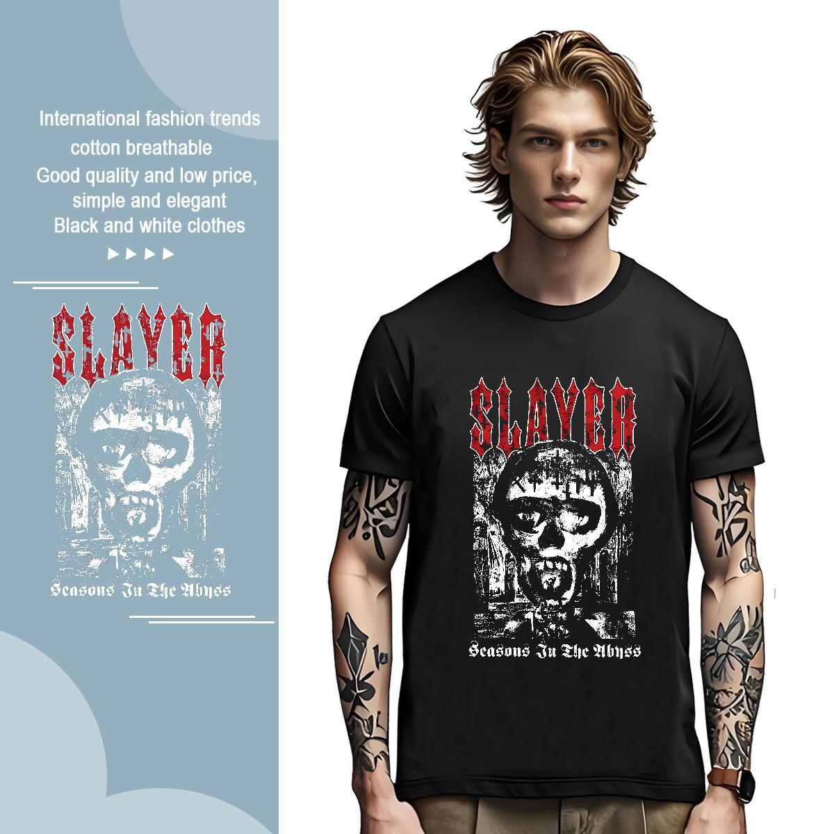 T-Shirts for Men 230g Pure Cotton scary Casual Beach Short Sleeve Soft DIY Printed Mens Tshirts Customized Loose Top Tees