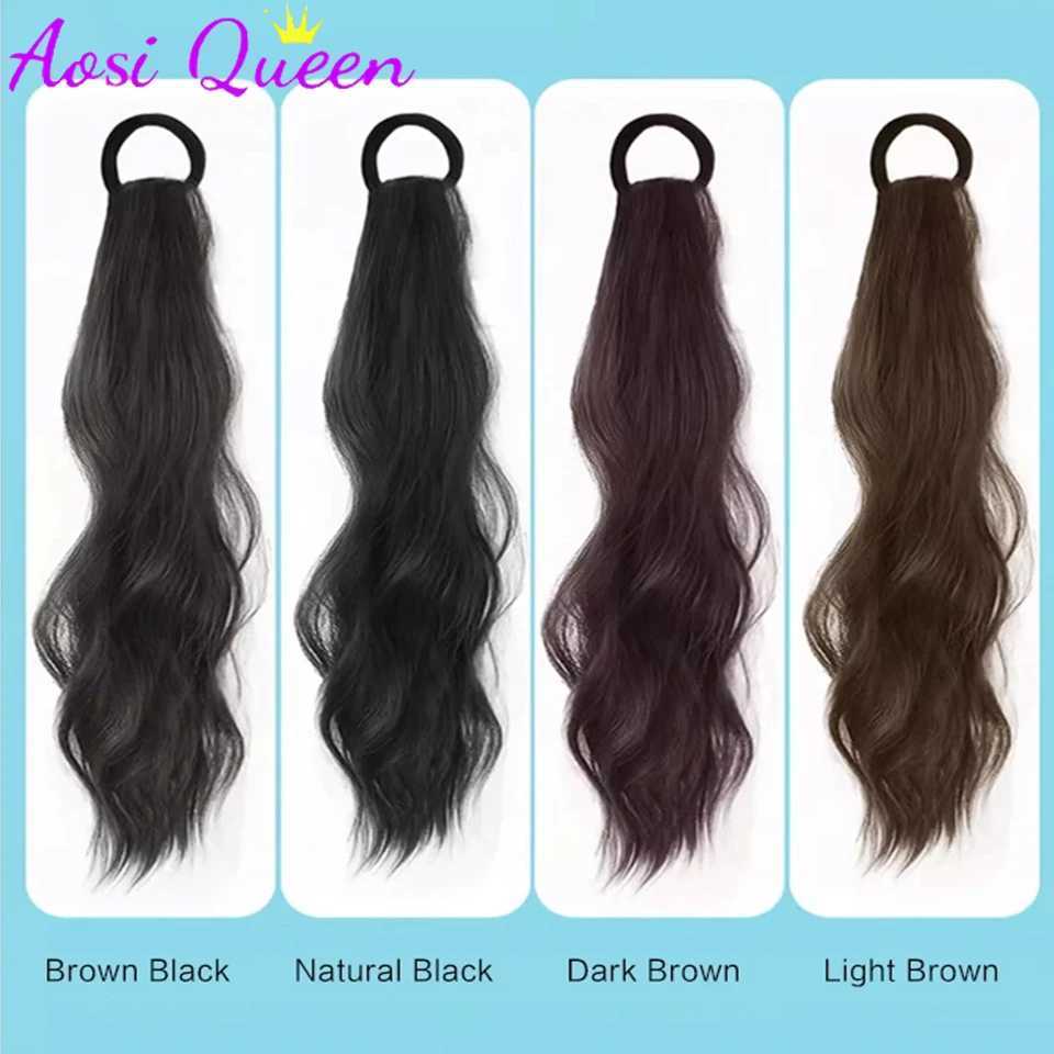 AOSI synthetic ponytail long wave ponytail hair extension 19 inches heat-resistant ponytail wig double ponytail W240817