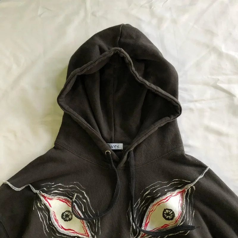 Harajuku Hip Hop hoodie Y2K Gothic embroidery Patchwork vintage Oversized hoodie Men women Pullover Hoodie fashion Streetwear 240819