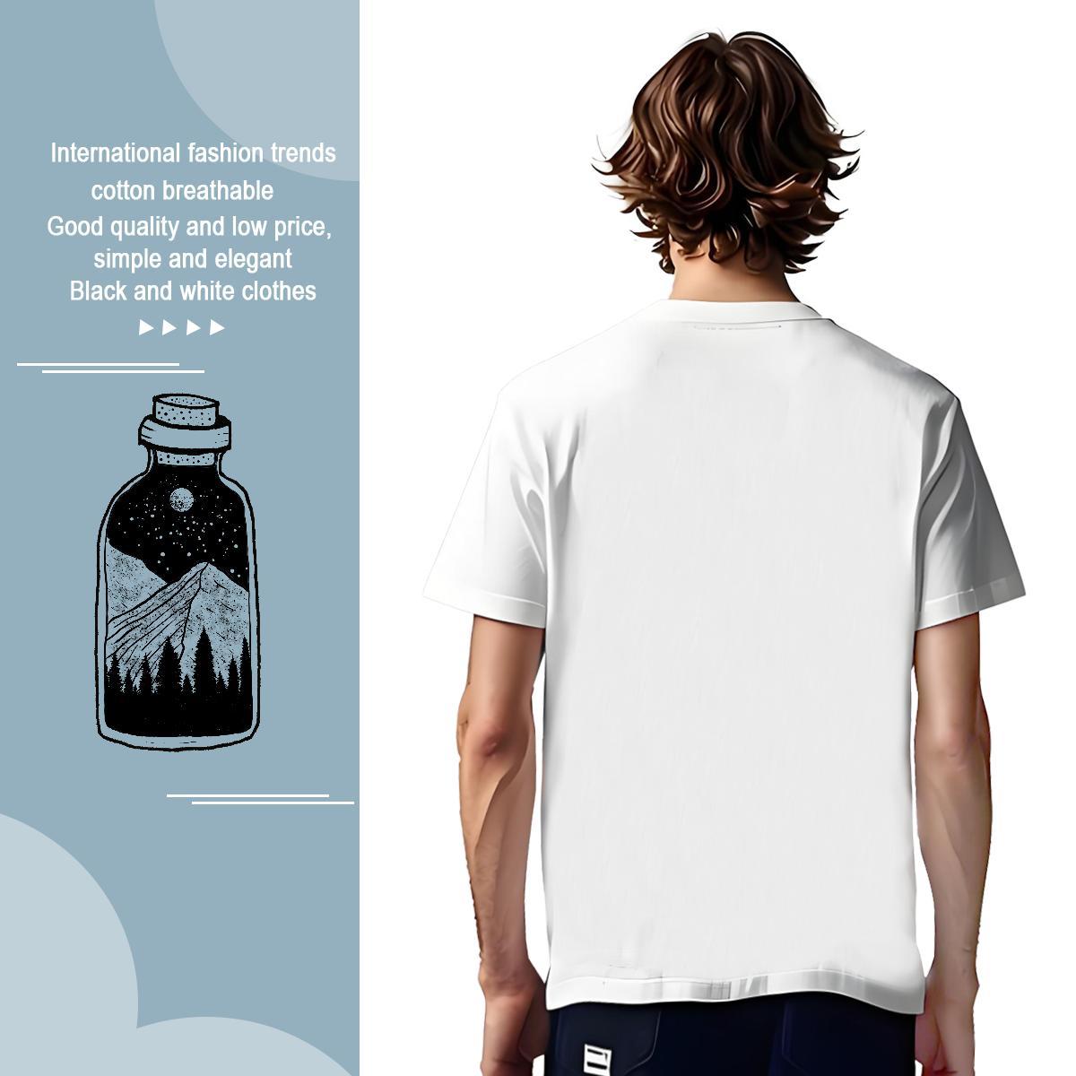 Comfortable mountains 230g Cotton Tshirt for Man Woman Summer Casual Short Sleeve O-Neck Man T Shirts New Designer Black Oversized Clothings