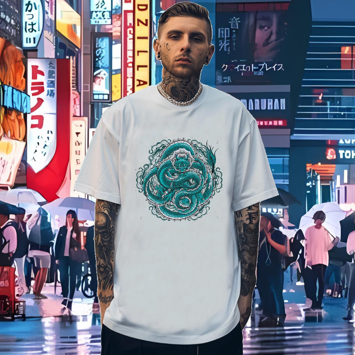 T Shirts Men 230g Cotton dragon Home Outdoor Breathable Custom Big Size Men Tshirts Customized Loose Fit Wear