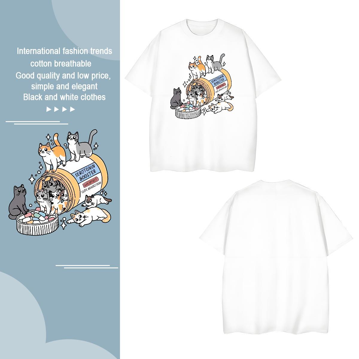 Cool Design T shirt cats Breathable Short Sleeve Summer Casual DIY Printed 100% Cotton 230g Men Tshirts Classic Tops Tees