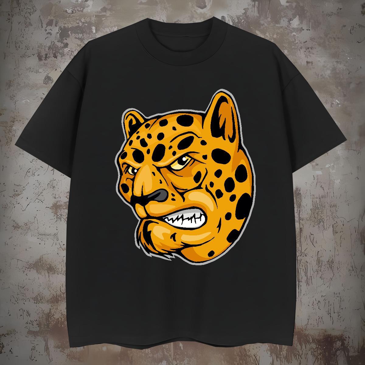 Loose T-Shirts for Men leopard Breathable Crew Neck Sports Casual Cartoon Printing L-4XL 230g Cotton Tshirt for Man Woman Fashion Casual Tees