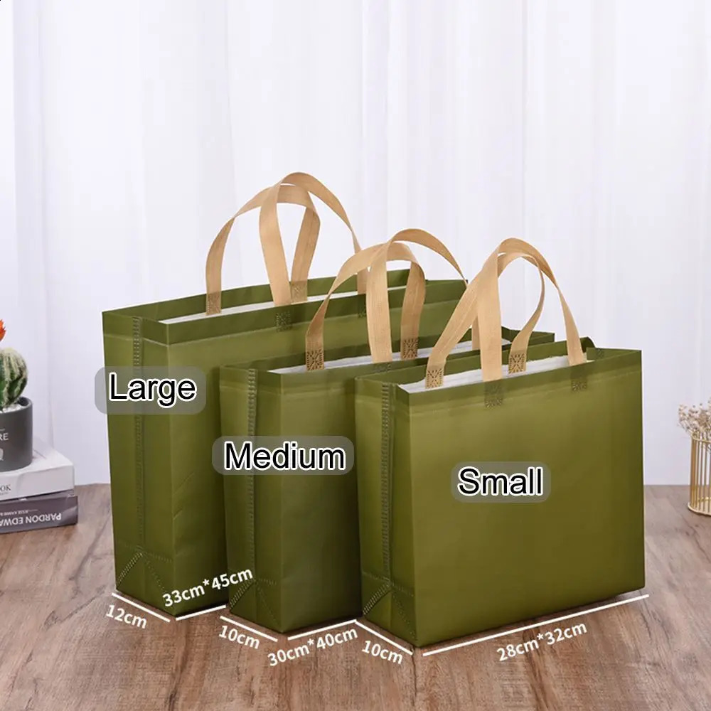 Durable with Handle DIY Green Blue Non Woven Tote Gift Bag Handbag Ecobag Eco Grocery 240819