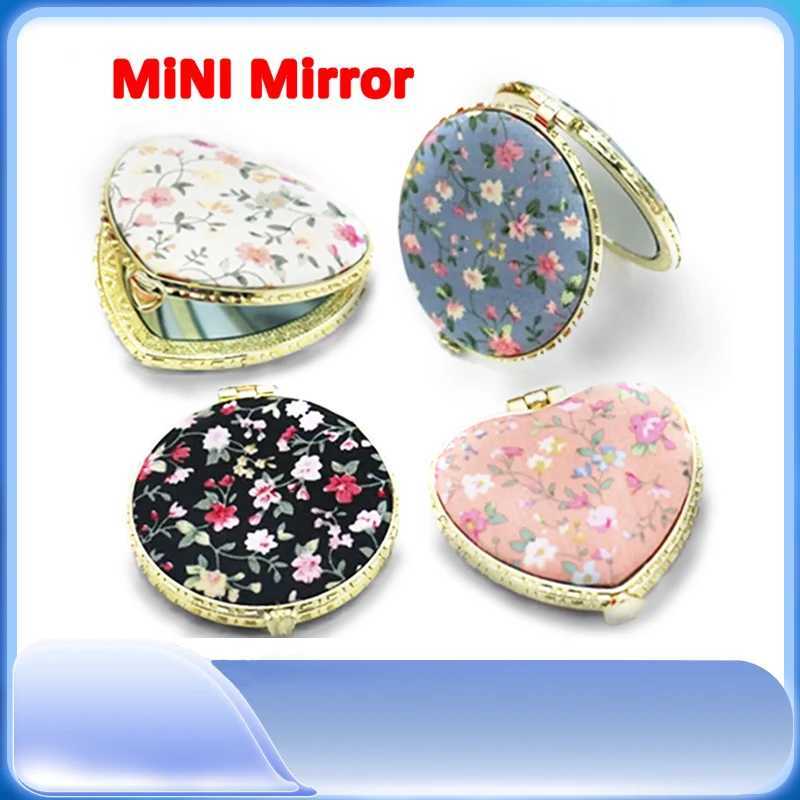 Pocket Floral Mirror Mini Makeup Compact Portable Two-side Folding Make Up Mirror Women Vintage Cosmetic Make Up For Gift 1pc Y240819
