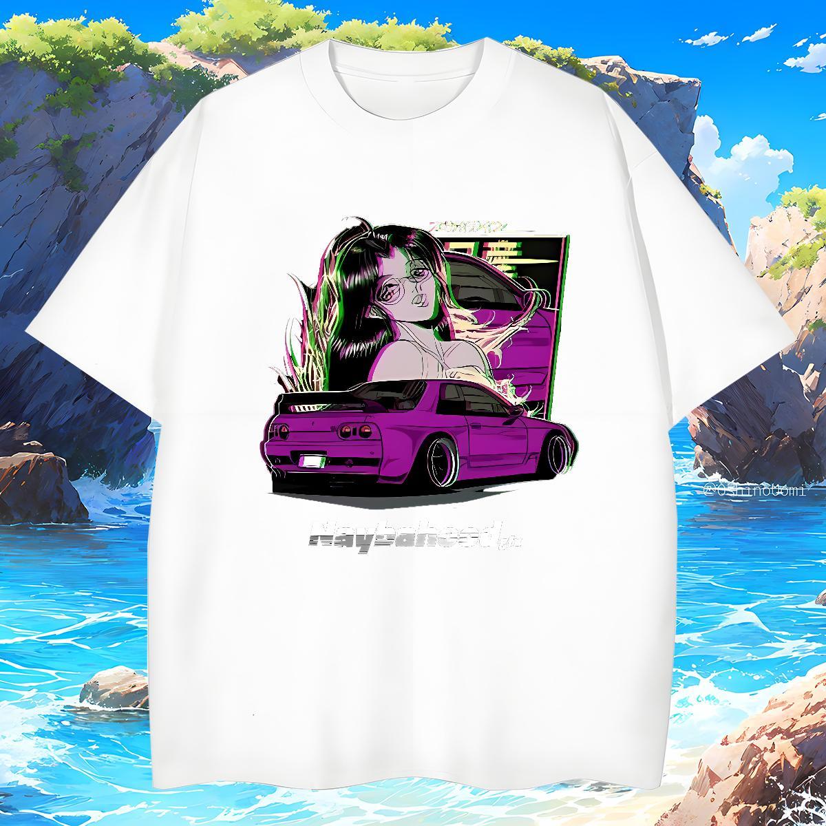 Popular car 230g 100% Cotton Men Clothes T-Shirt Sport Breathable Men T Shirts Fashion DIY Anime Tees