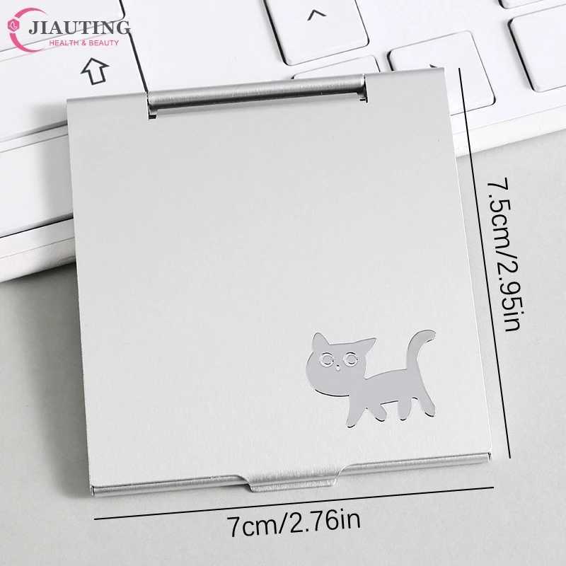 1PC Square Folding Aluminum Mirror Mini Compact Pocket Mirror Makeup Hand Standing Portable Small Mirror Foldable Cosmetics Tool Y240819