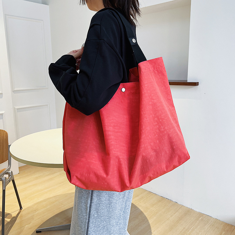 Ins Nylon Shopping Capacity Lightweight Foldable Handheld Large Women's Versatile Casual Single Shoulder Tote Bag