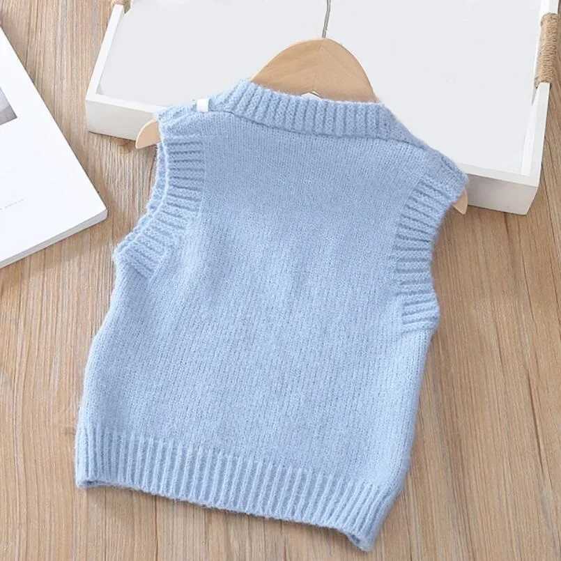 2024 Baby Toddler Clothes School Boy Girl Vest Children Waistcoat Sleeveless Knitted Pullover Sweater Kids Vest For Boys GirlsXJ240819