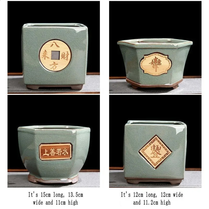 Creative Ceramic vintage Flower Pot Simple Succulent Plant Container Green Planters Bonsai Pots Flowerpot Home Decoration 240819