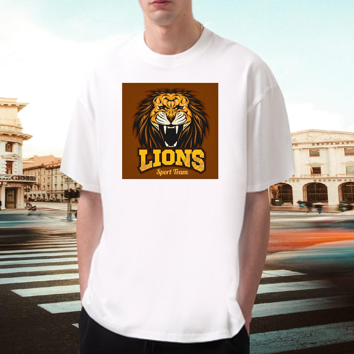 Wholesale Couples T Shirts Street Casual 230g Cotton Black Oversized Pure Cotton lion T shirt Fashion Designer Clothings
