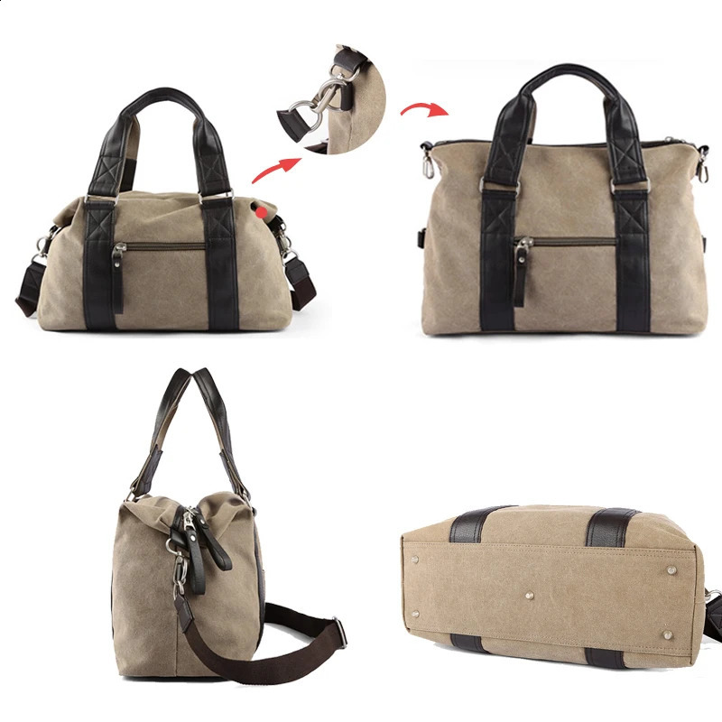 Male Canvas Crossbody Travel Luggage Bags Fitness Sports Portable Handbag With Anti-theft Zipper Weekend Bag Large Capacity 240819