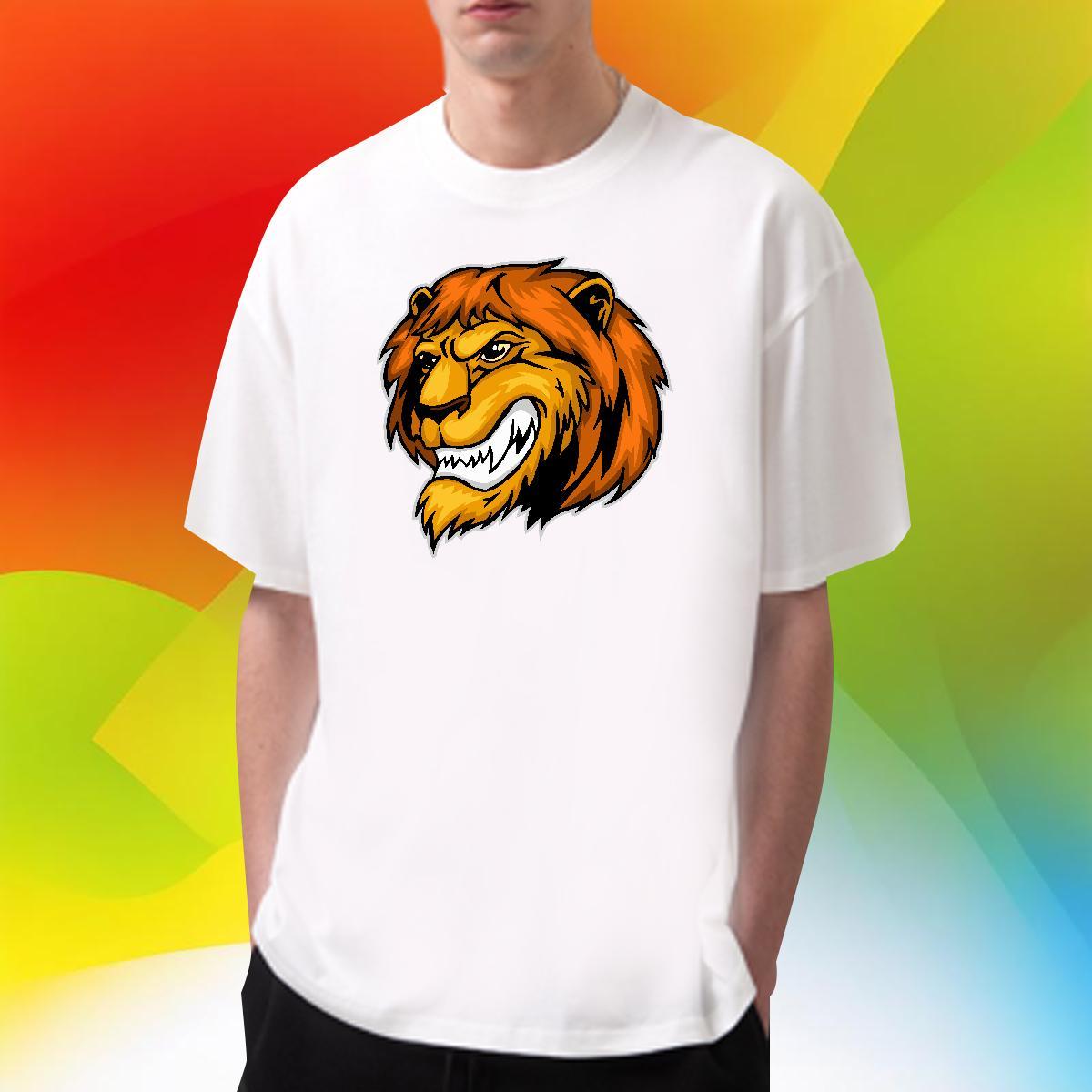 Cool Men Tshirts Sports Casual 100% Cotton 230g Oversized 4XL Breathable Crew Neck lion T Shirts Men DIY Customized Polos