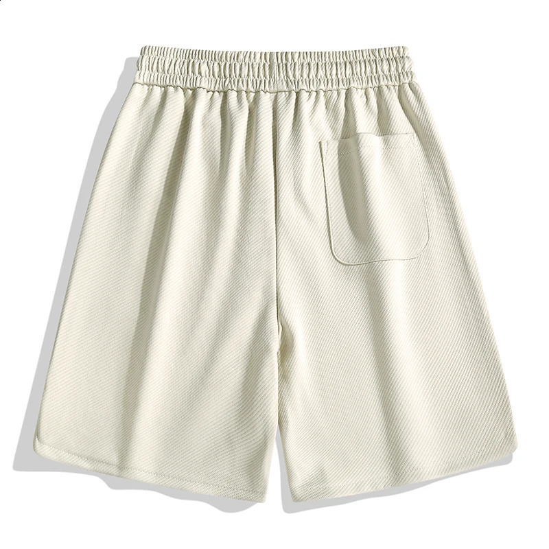 Summer Mens Solid High Waist Elastic Loose Classic Casual Pants with Pocket Drawstring Fashion Full Match Shorts 240819